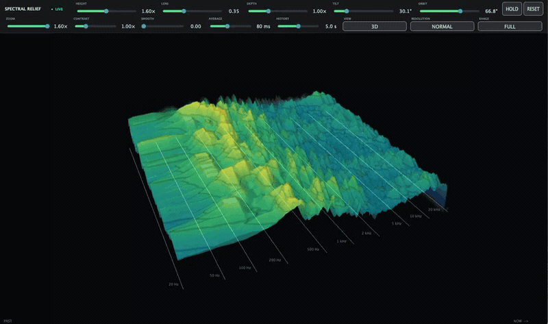Spectral Relief showing audio as a 3D surface