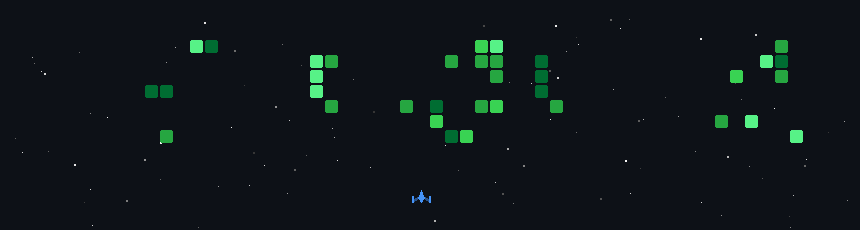 Nikhilesh's GitHub contributions rendered as a space shooter game