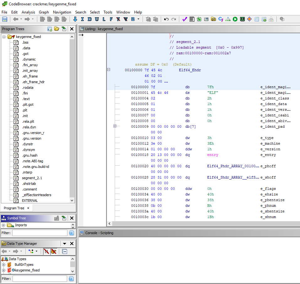 Ghidra successfully finds section headers information