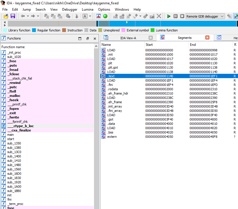 IDA Home successfully finds section headers information