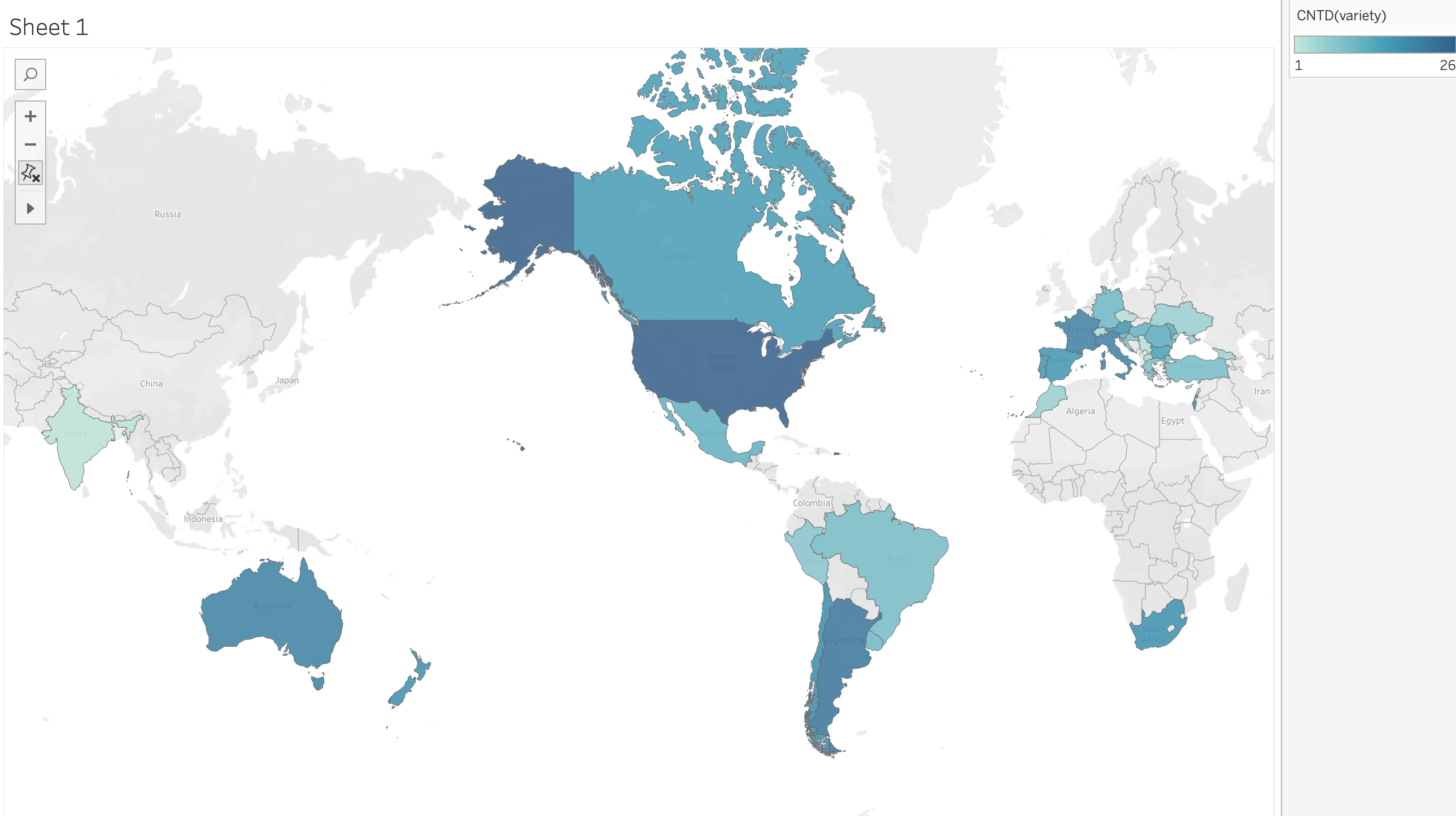 Variety of Wine on the MAp