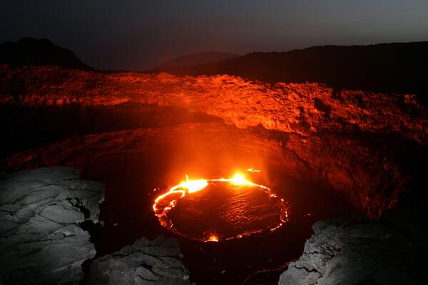 lava flowing down volcano