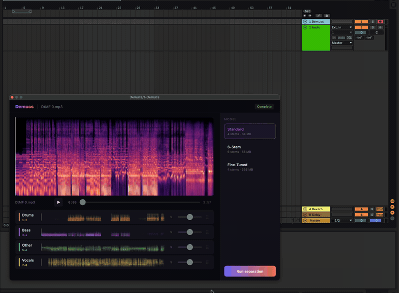 Drag and drop stems into DAW