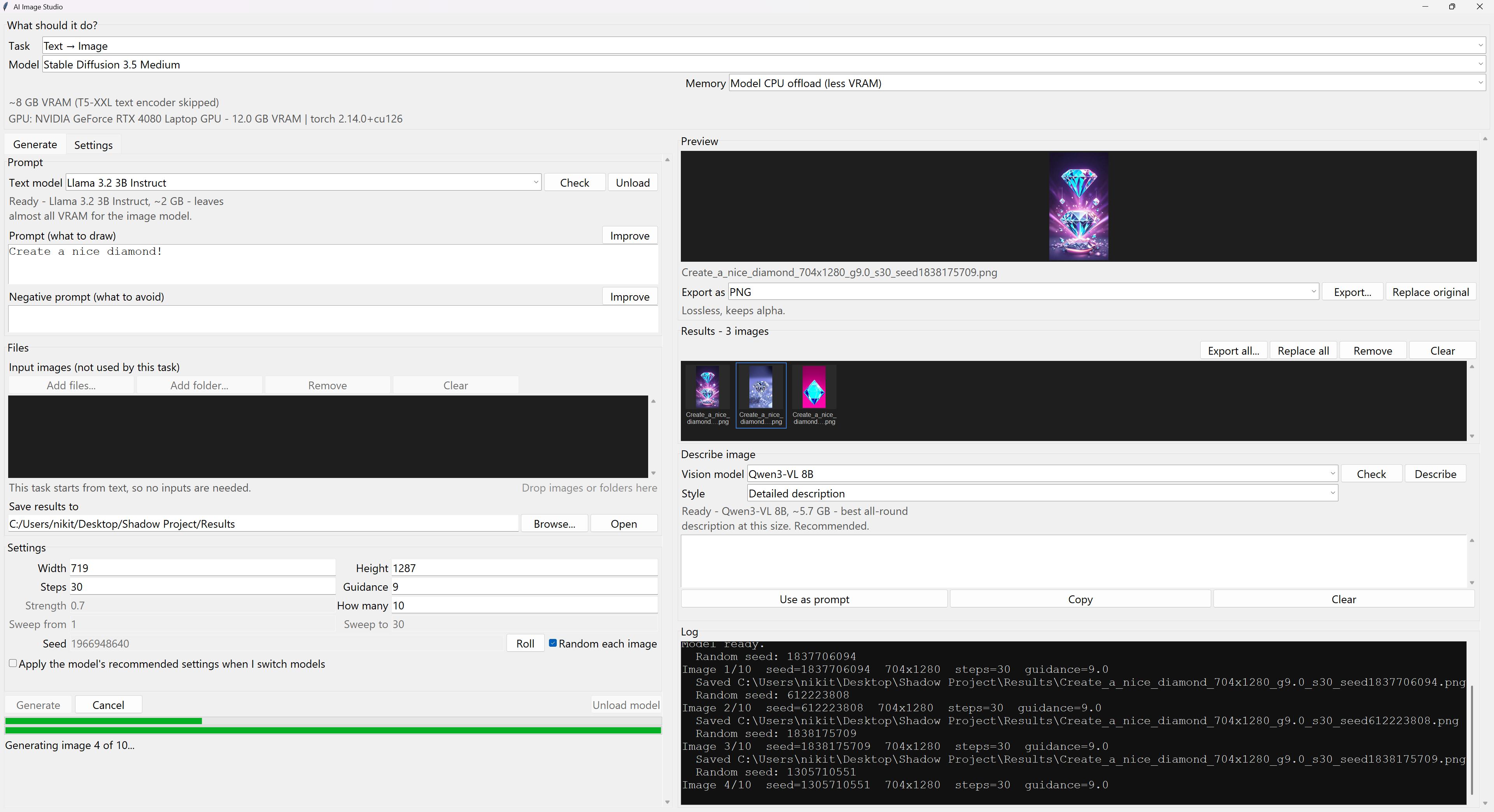 IMAGINATOR example UI
