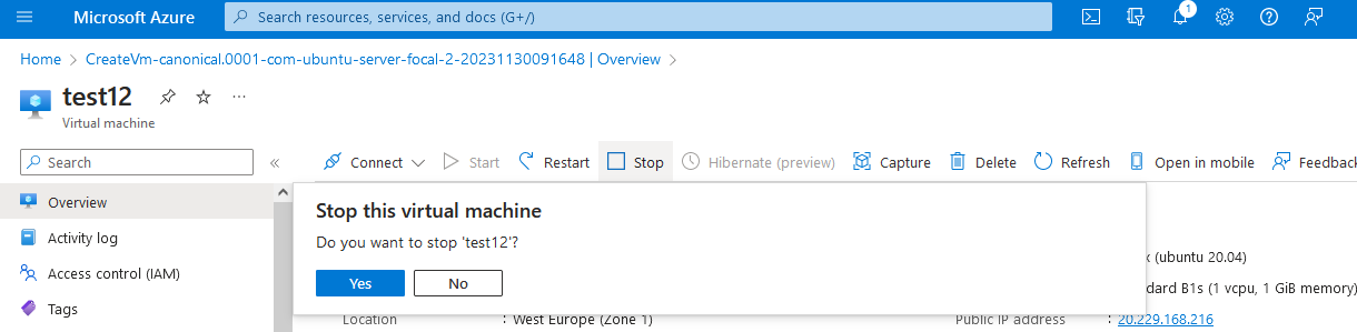 Azure VM Stop