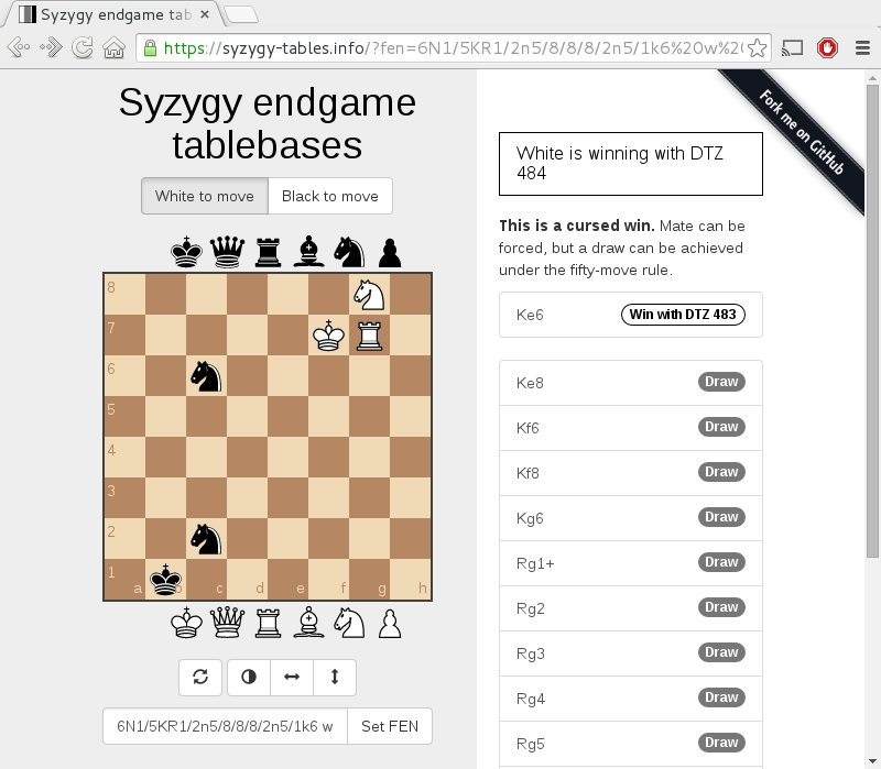 Screenshot of the longest winning 6-piece endgame