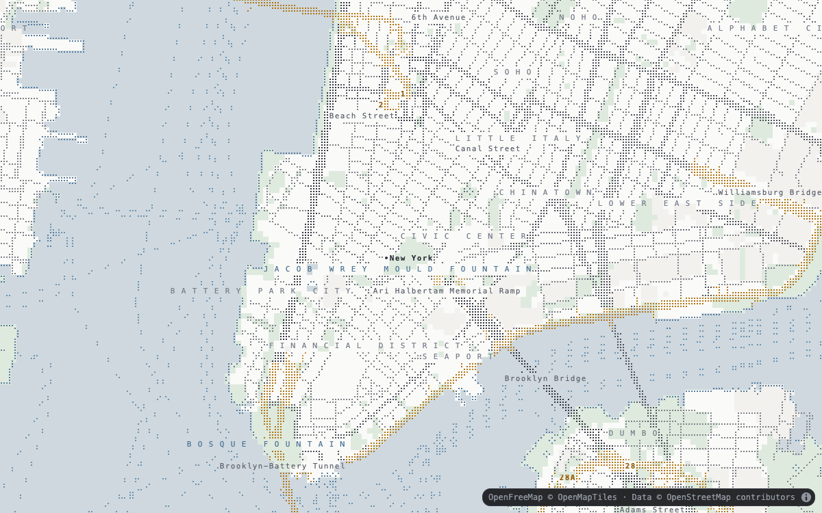 Lower Manhattan in the light full-color theme
