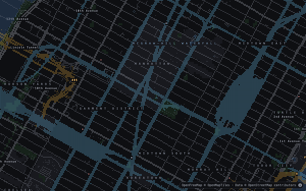 Transit lines across Midtown Manhattan