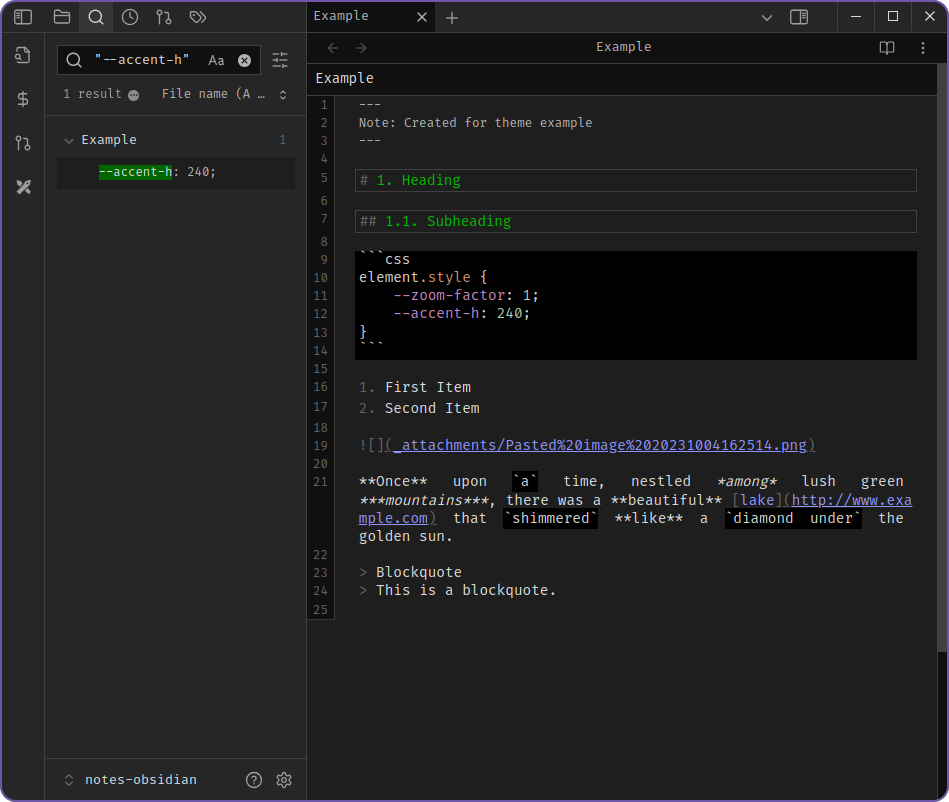 Editing view with source mode