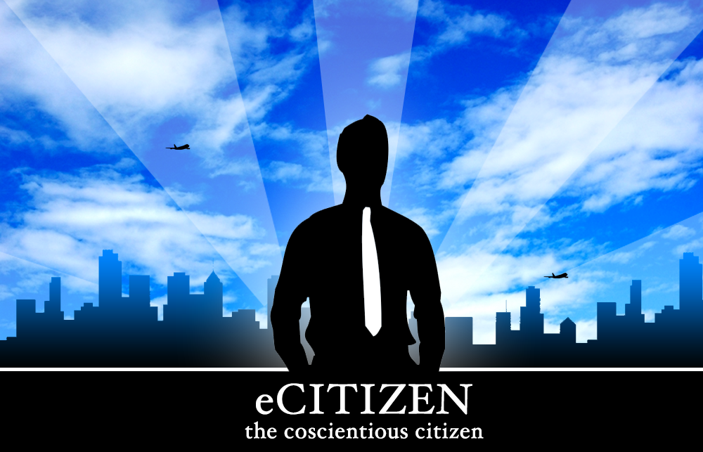 eCitizen logo: an anonymous smart citizen with an urban abstract background