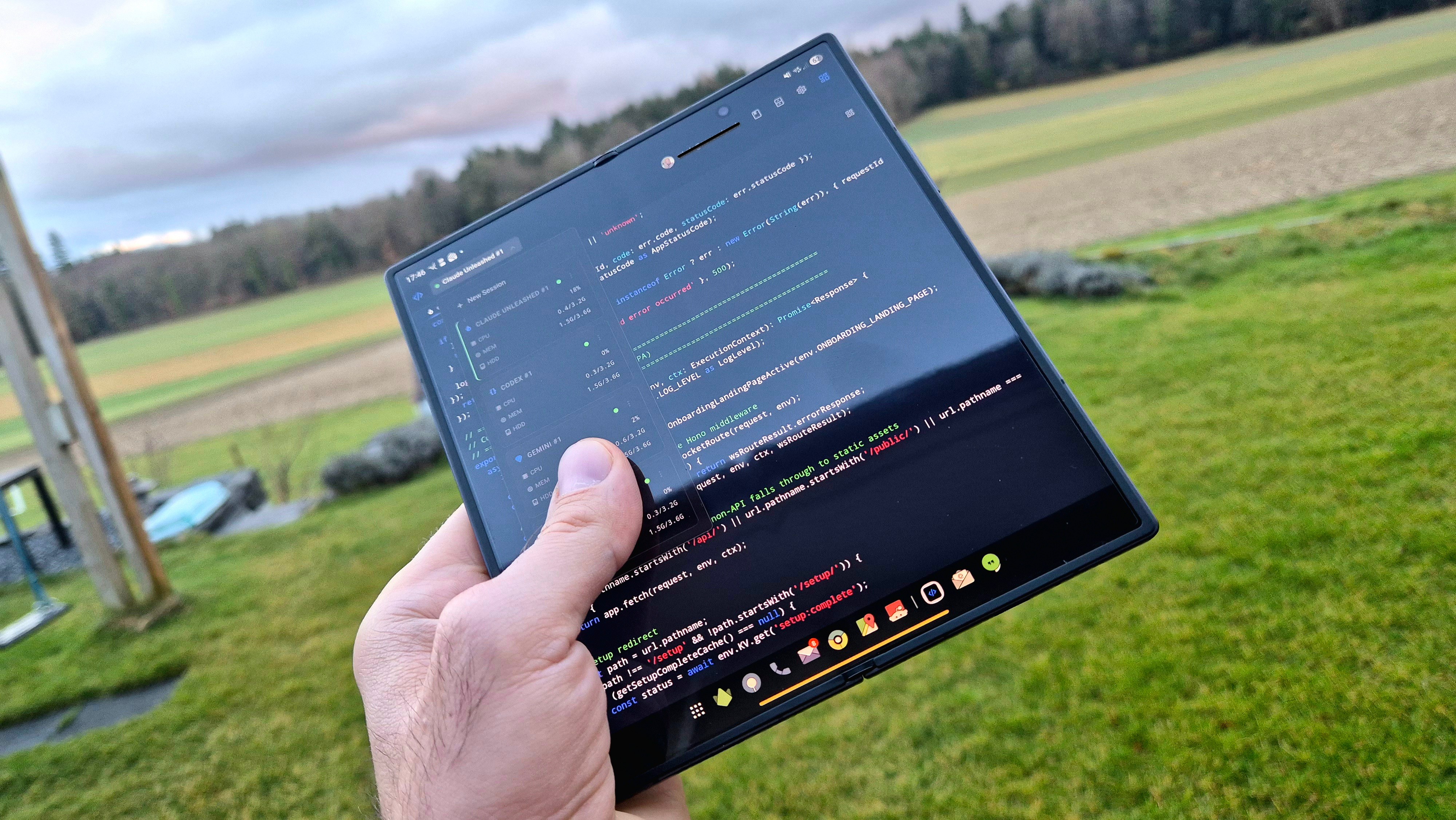 Codeflare on a foldable tablet