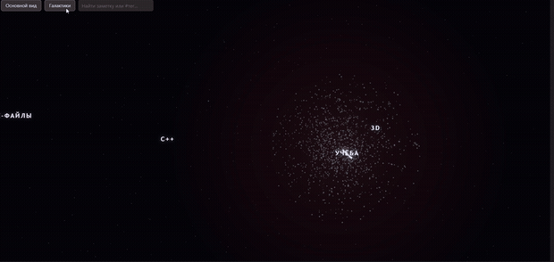 Constellations overview — a universe's core with comets drifting past