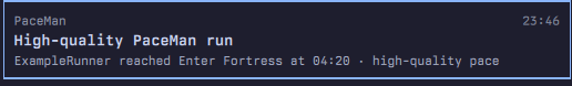 Example high-quality PaceMan notification
