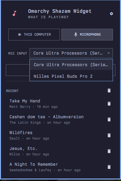 Microphone input selector