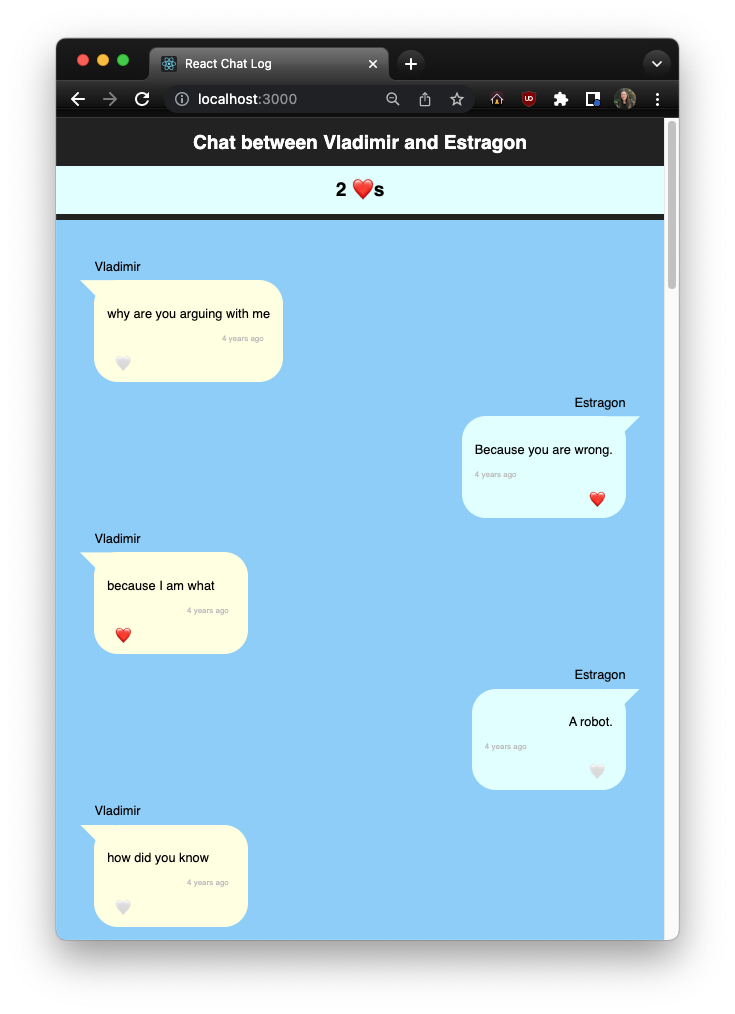 React Chat Log demo
