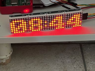 The LED matrix showing the time