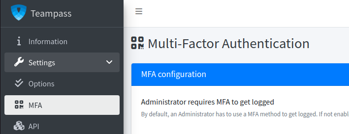 MFA setup