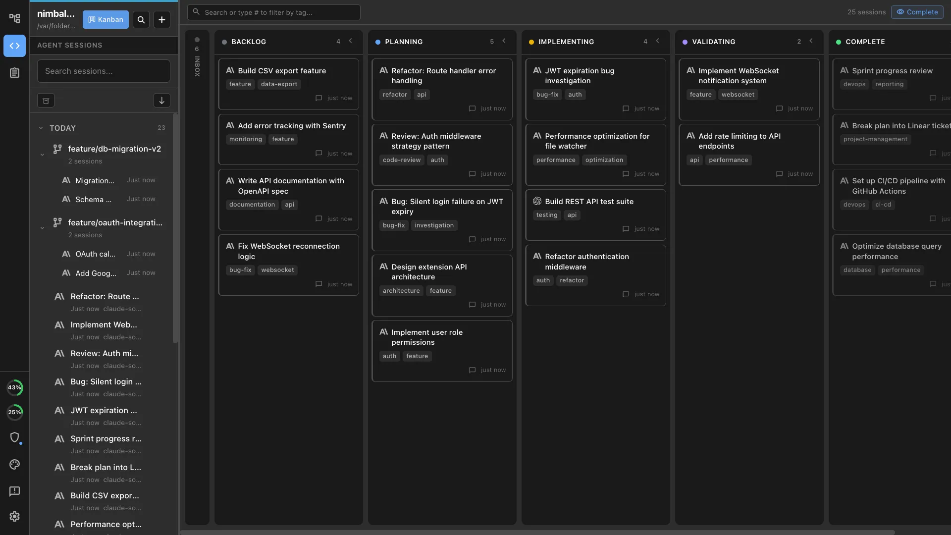 Nimbalyst session kanban