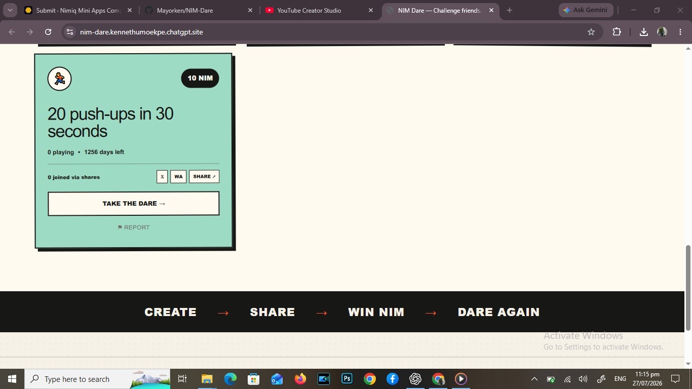 Nim Dare screenshot 1