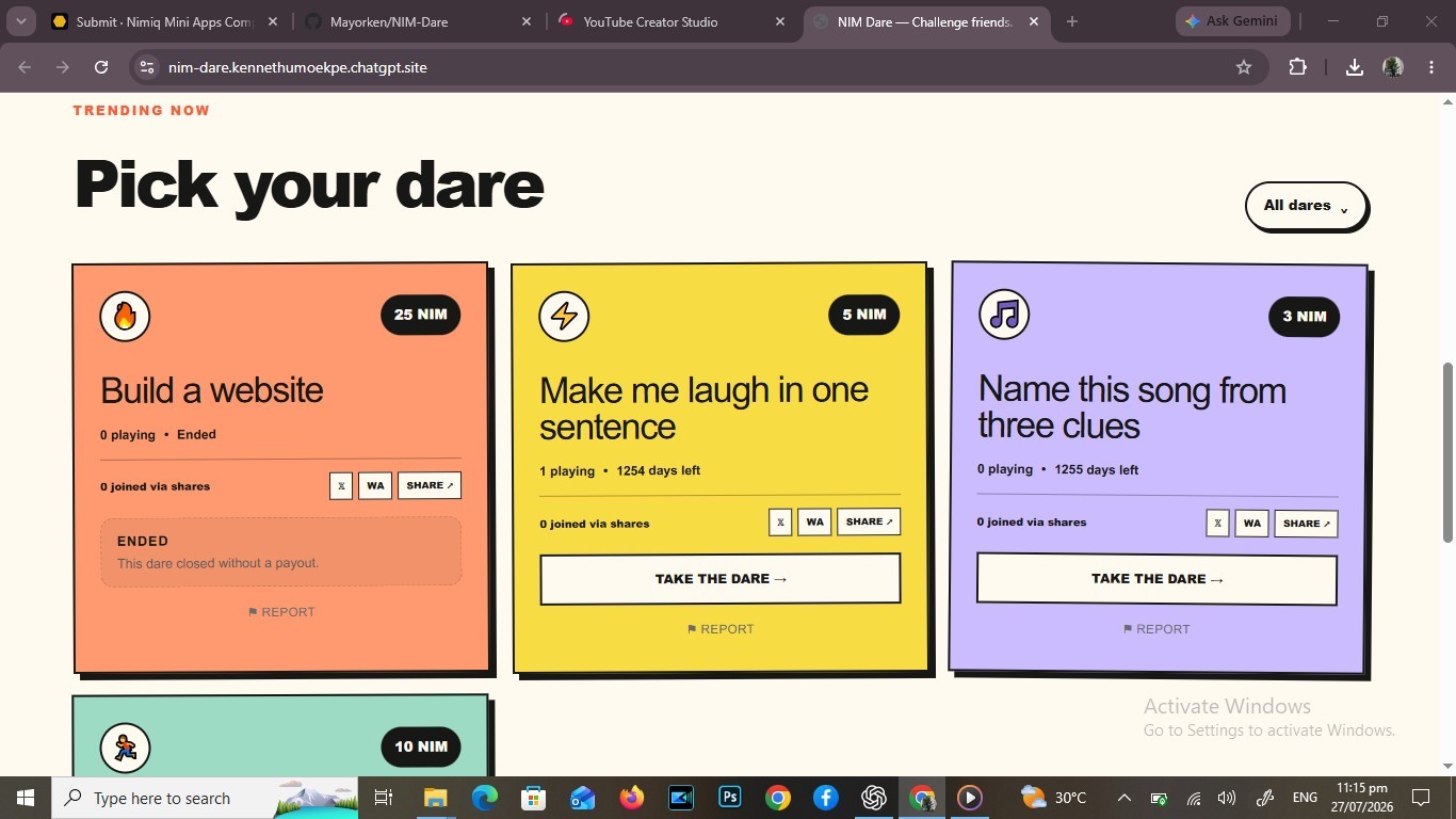 Nim Dare screenshot 2