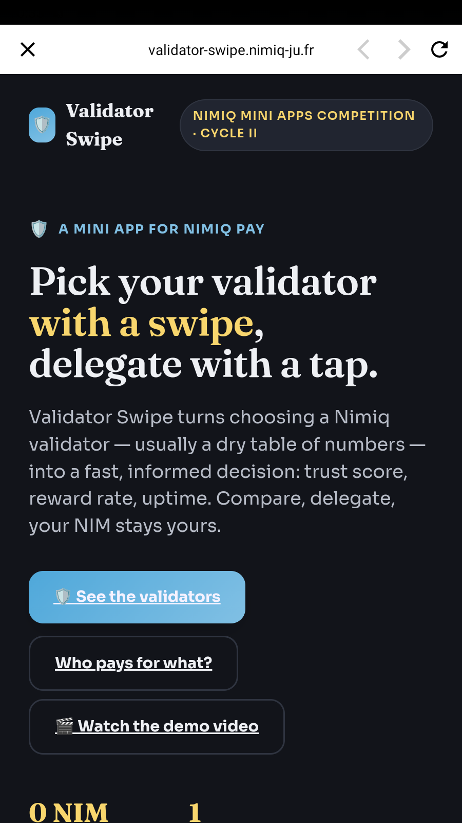 Validator Swipe screenshot 1