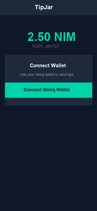 Nimiq TipJar screenshot 1
