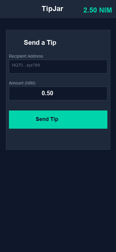 Nimiq TipJar screenshot 2
