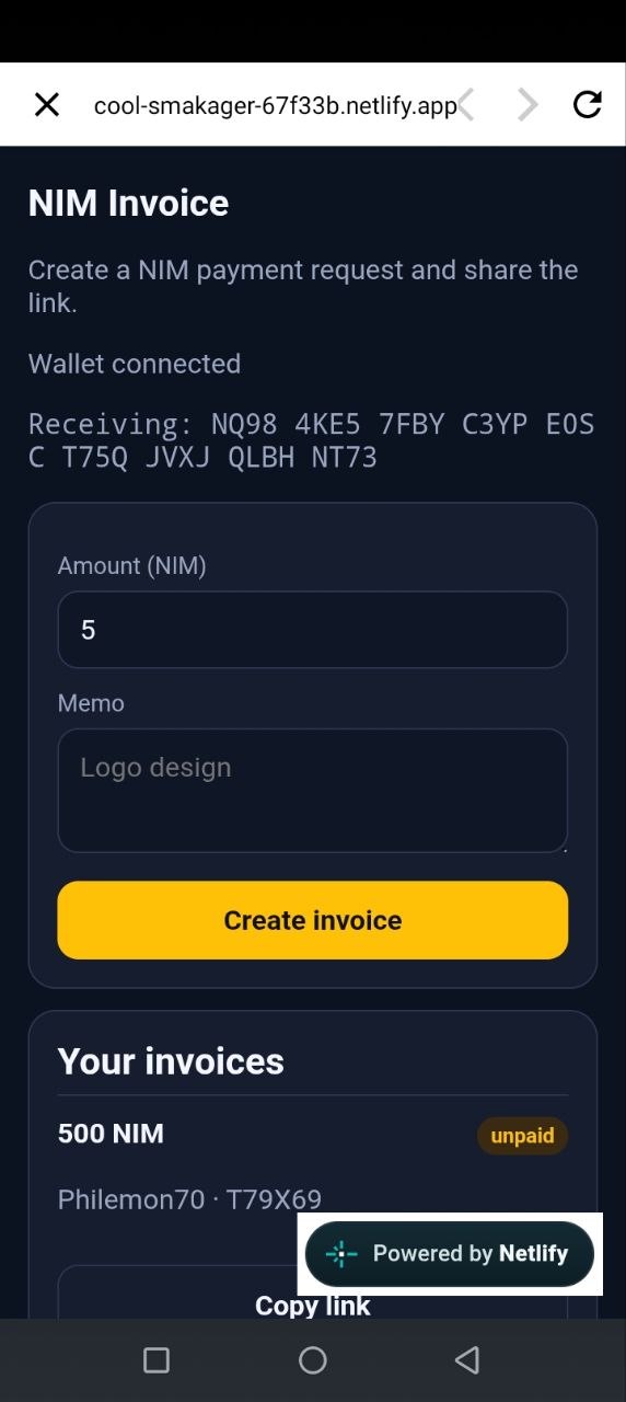 NIM Invoice screenshot 1