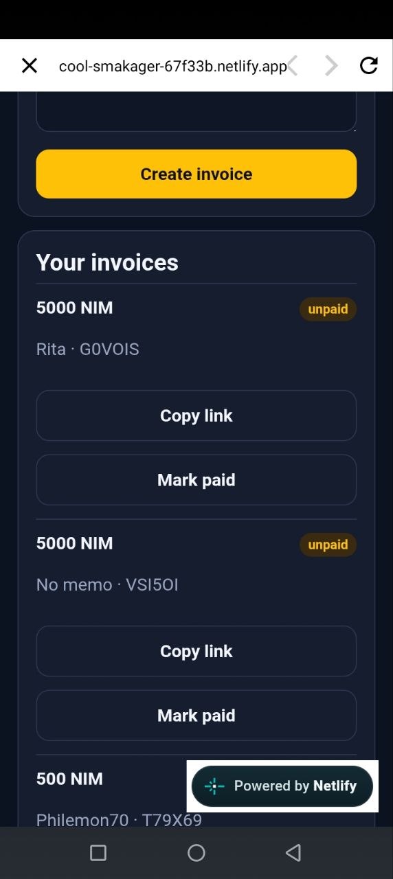 NIM Invoice screenshot 2
