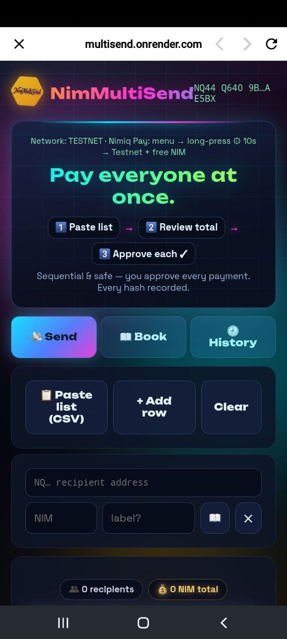 NimMultiSend screenshot 1