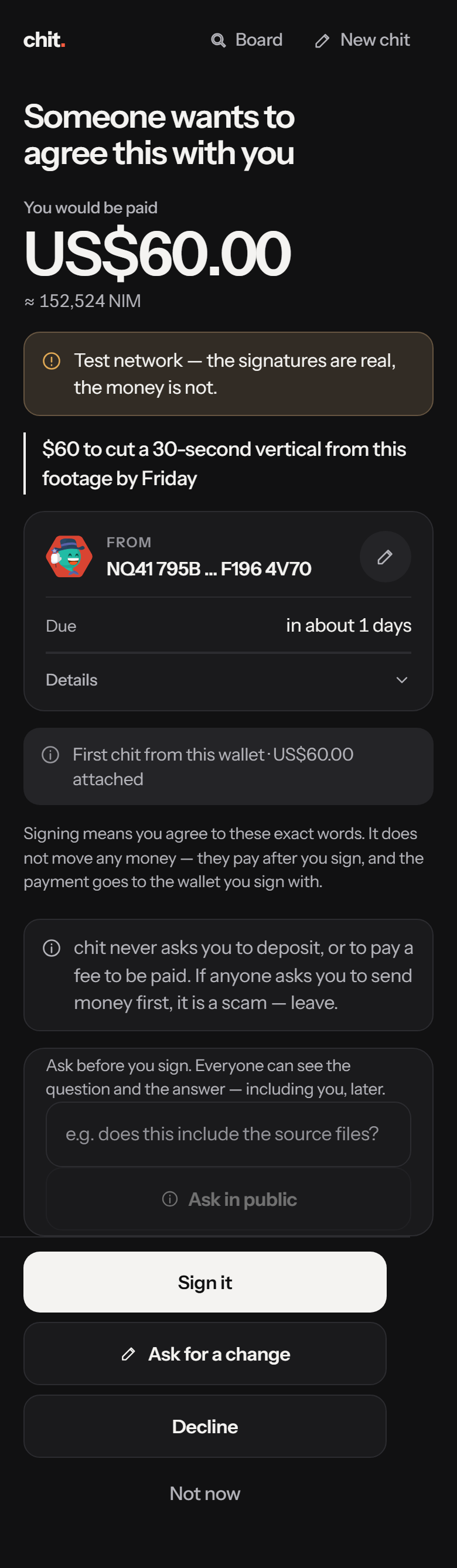 Chit screenshot 1