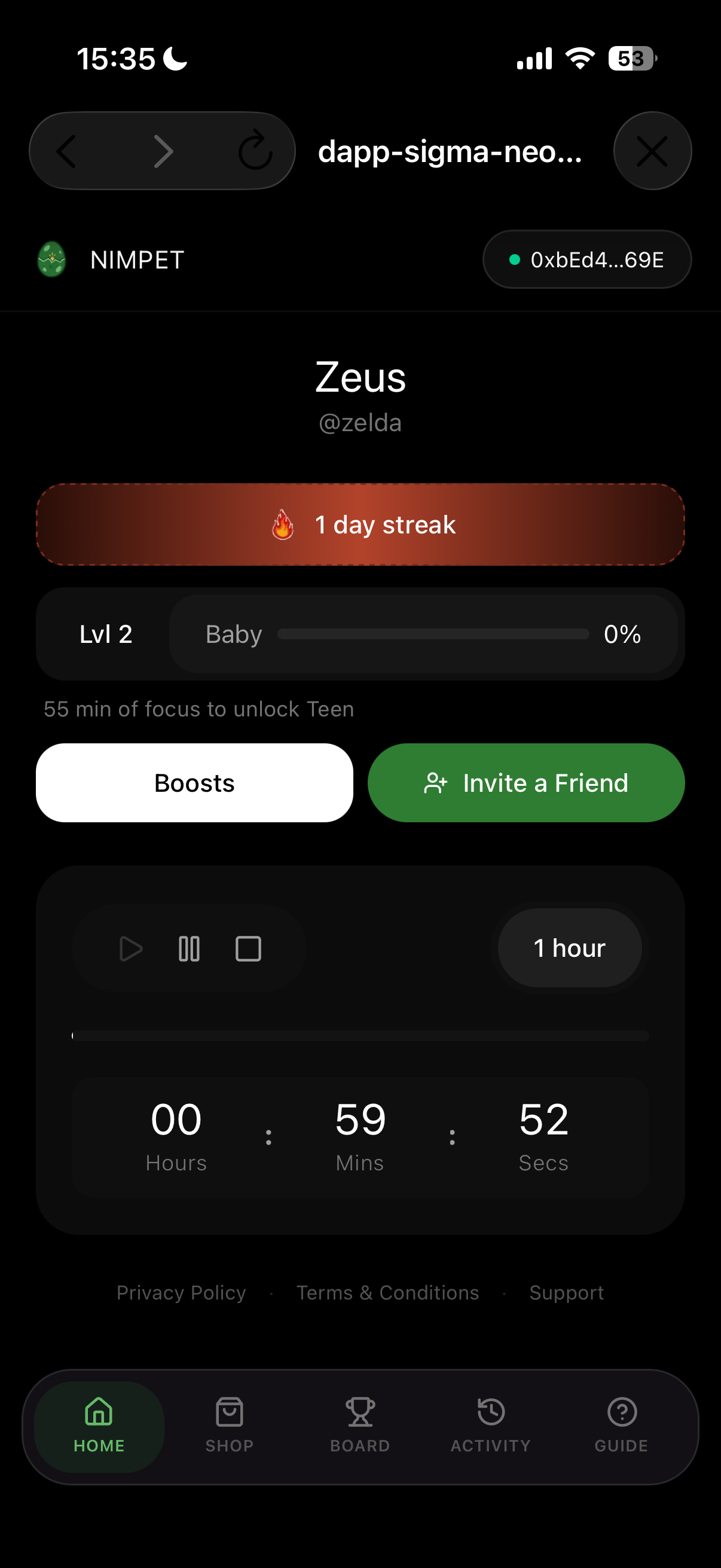 NimPet screenshot 2
