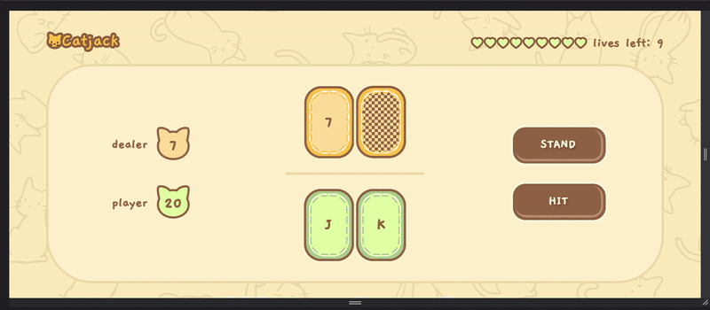 GitHub - ninaespiritu/Catjack: A cat-themed Blackjack game, built using ...