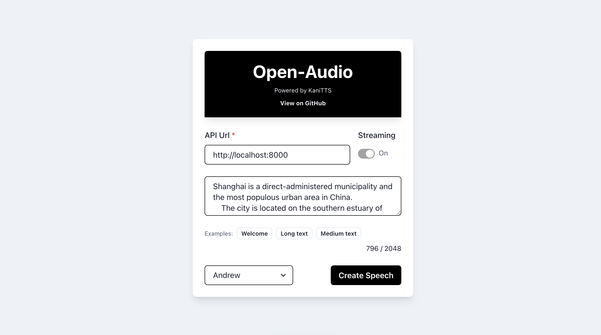 Open-Audio TTS Demo