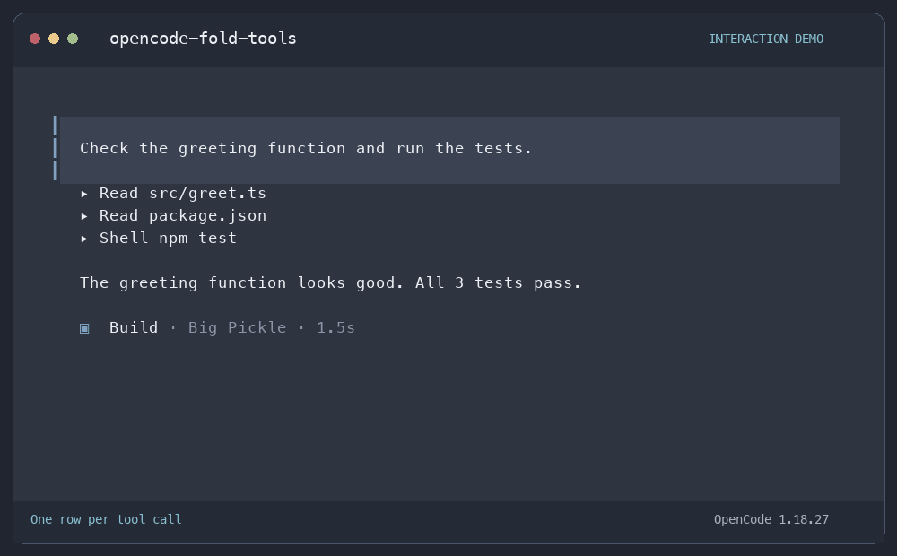 Read and Shell outputs expanding and collapsing in OpenCode