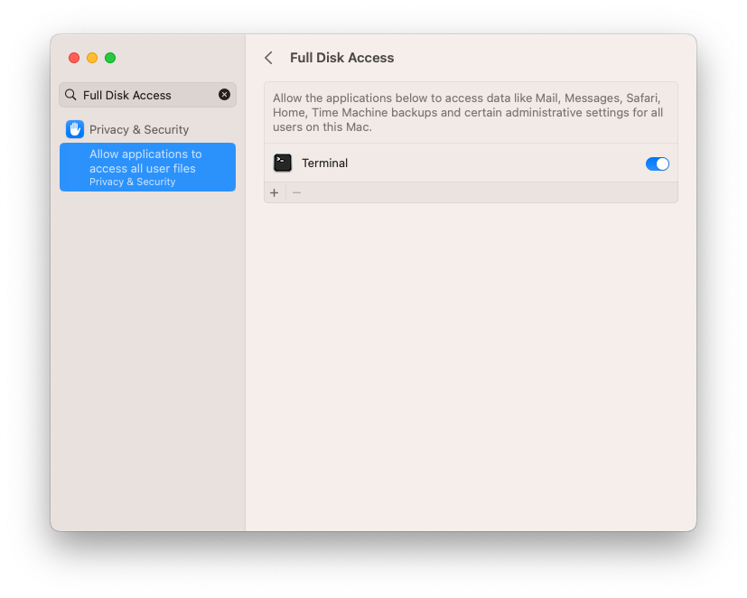 Full Disk Access