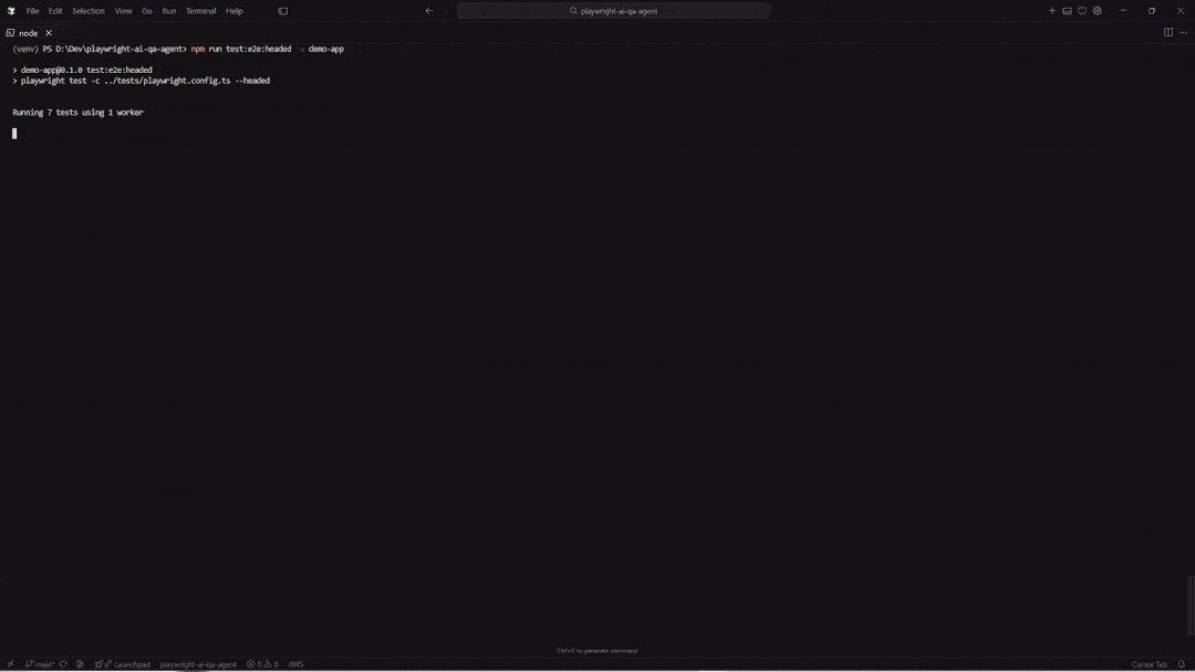 Headed Playwright run against TaskFlow (slow motion)