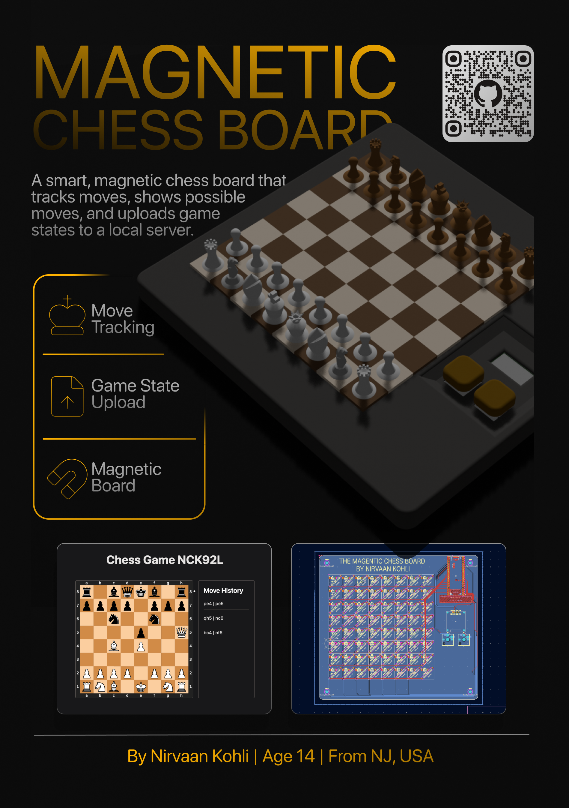 Magnetic chess board, from the project README
