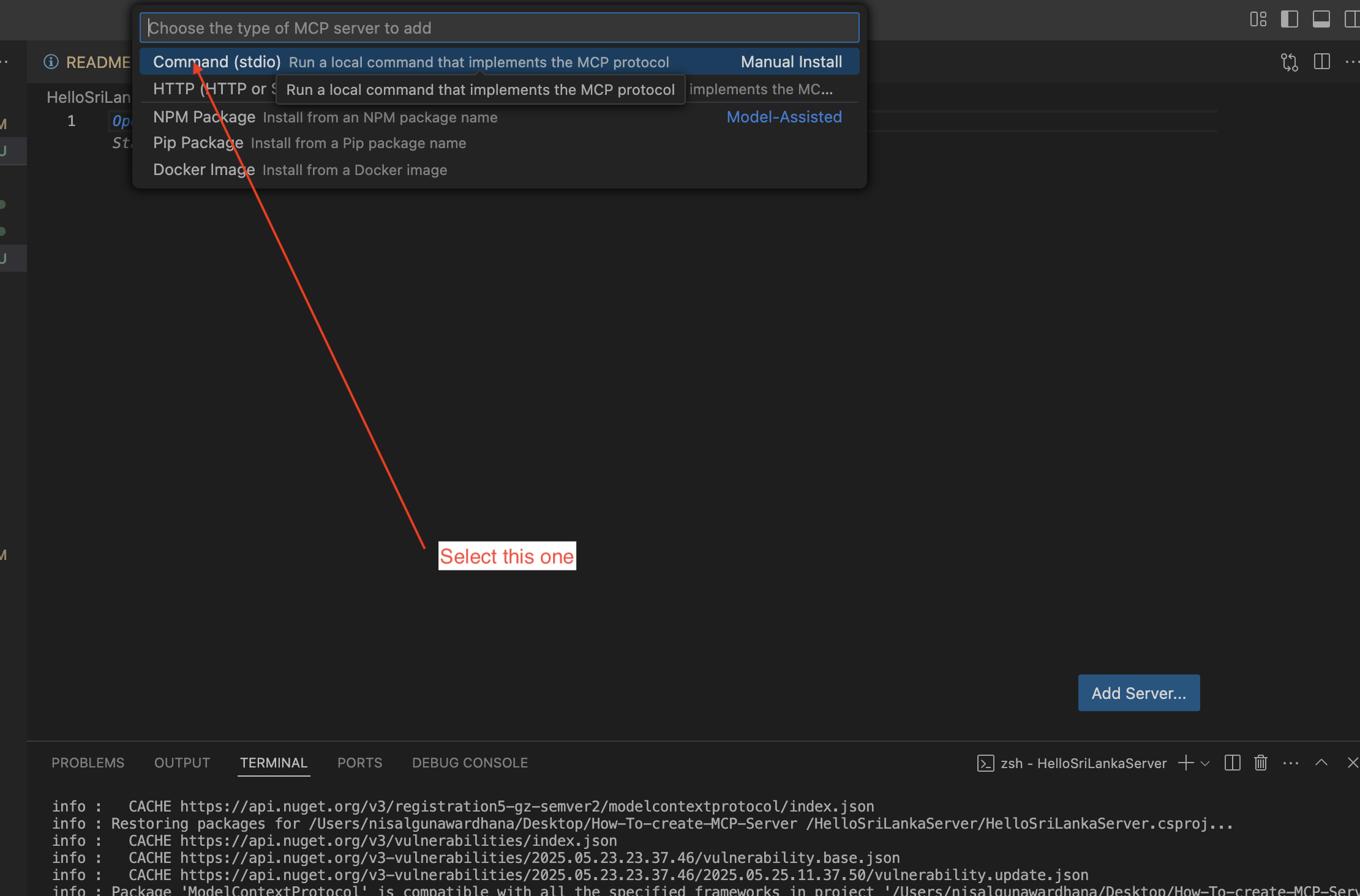 Choose Command (stdio)