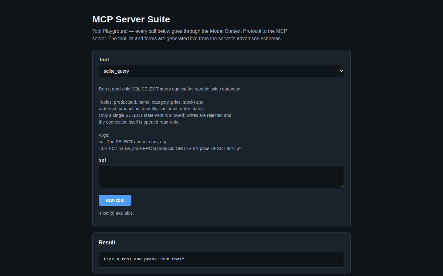 MCP Server Suite web demo client