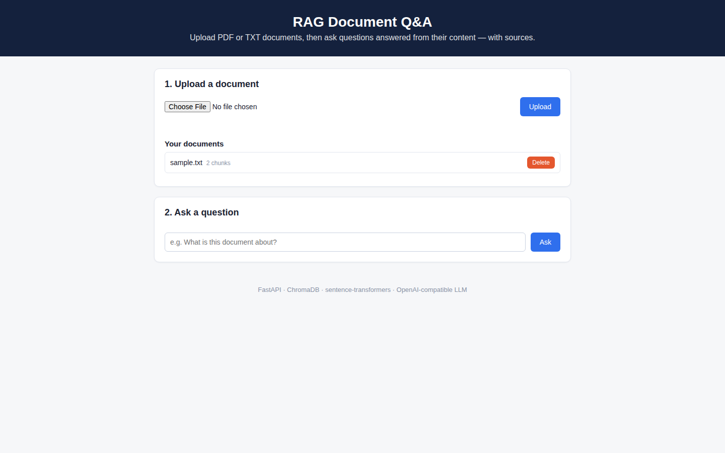 RAG Document Q&A web interface