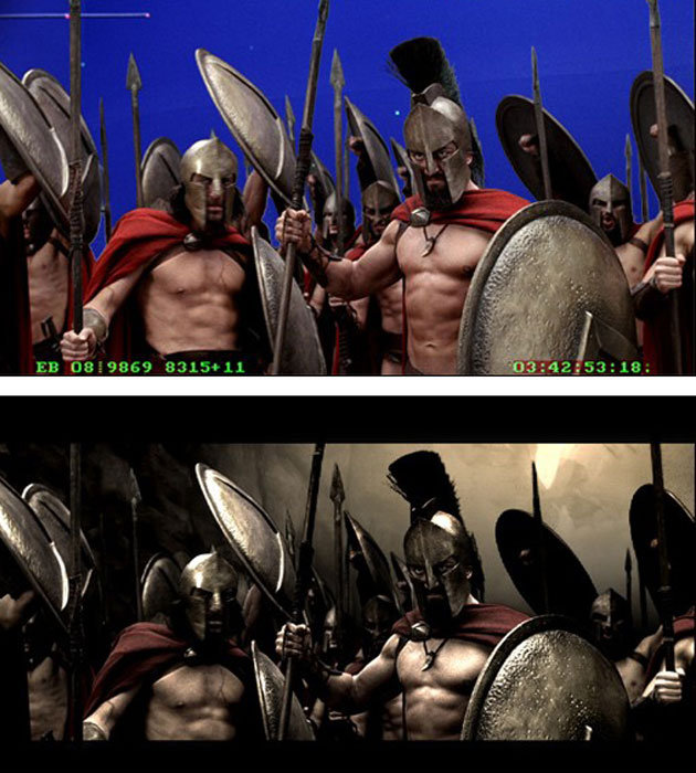 300 screen comparision blue screen