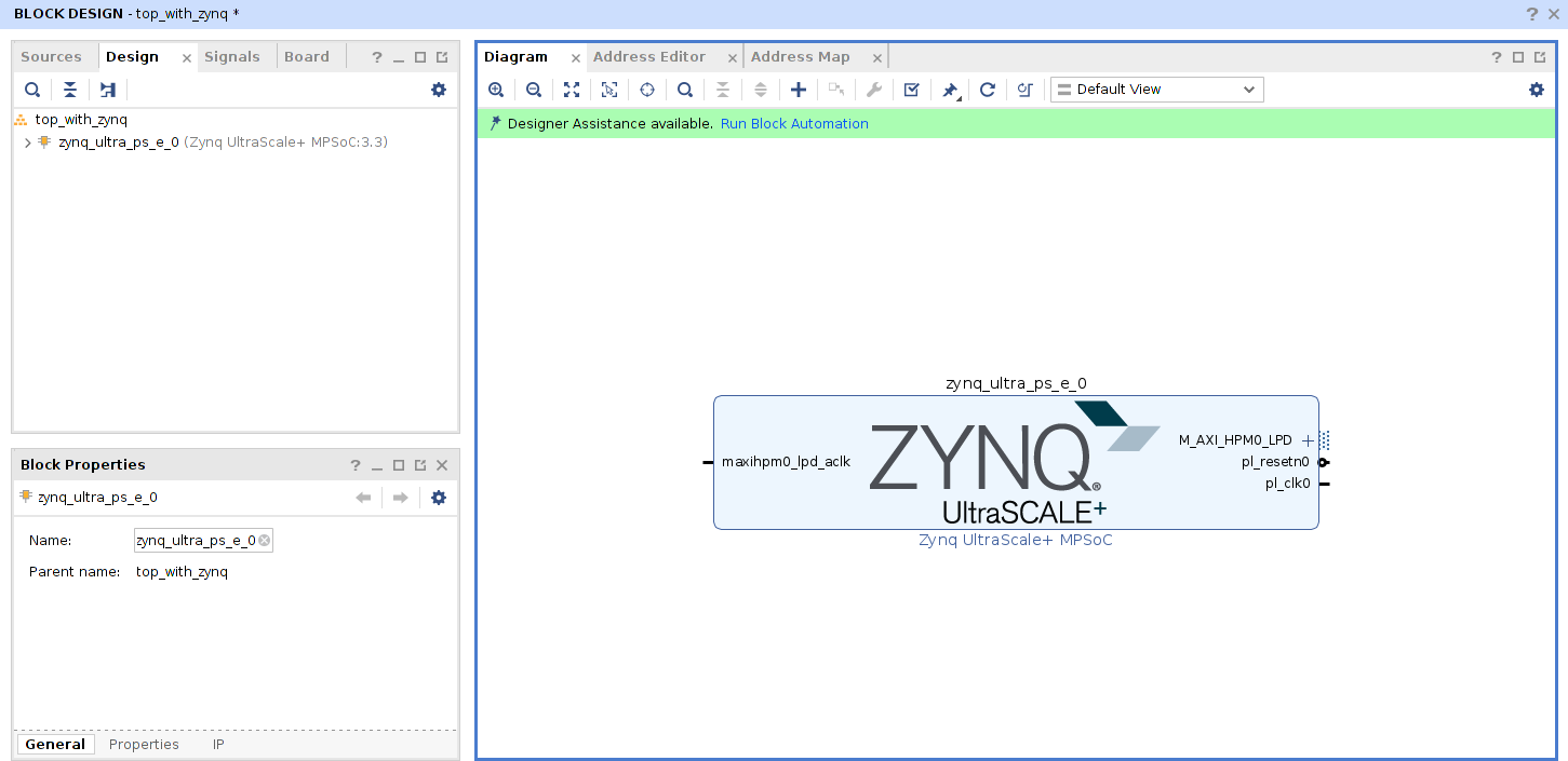 Unchanged Zynq MPSoC Block