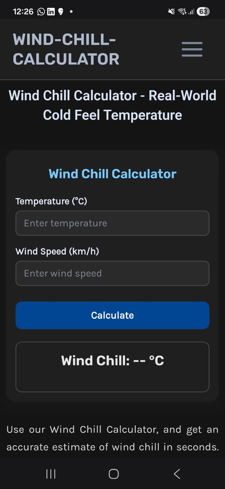 Wind Chill Input