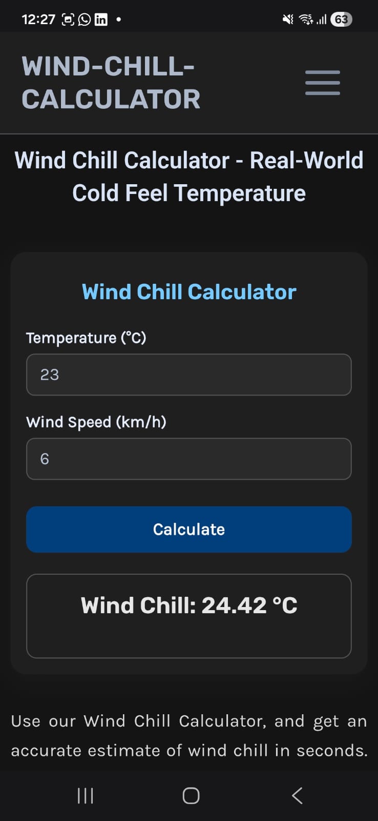 Wind Chill Result