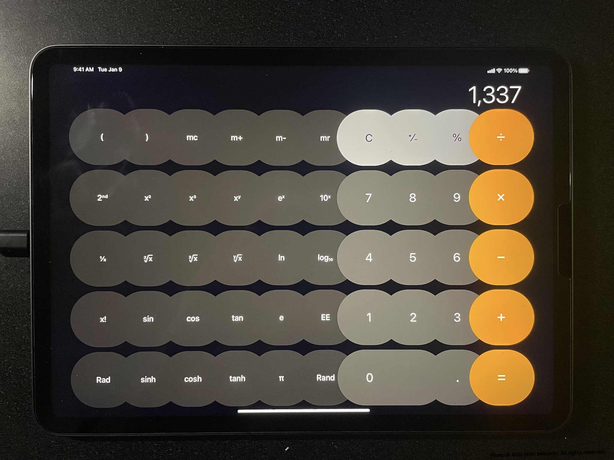 iPhone calculator app running on an iPad