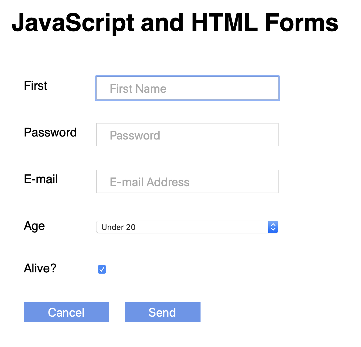 HTML Forms and Javascript