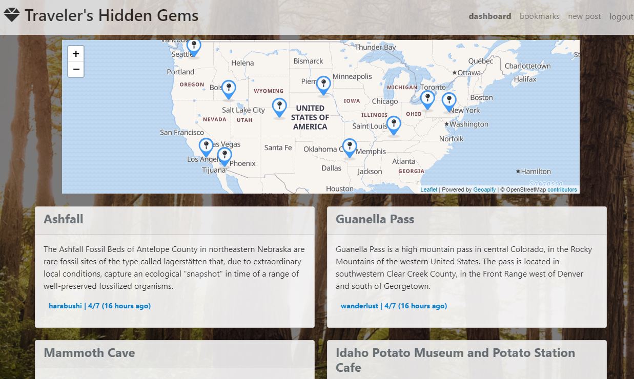 traveler's hidden gems landing page