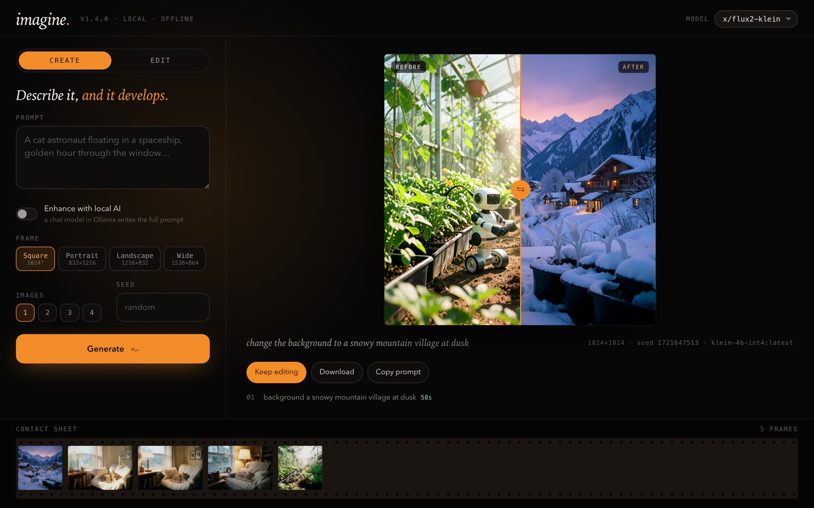 imagine ui: before and after of a background change