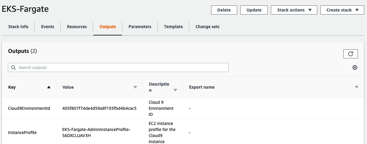 Cloud9 Stack Output